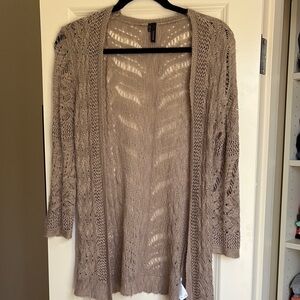 Maurices Taupe Open Weave Cardigan